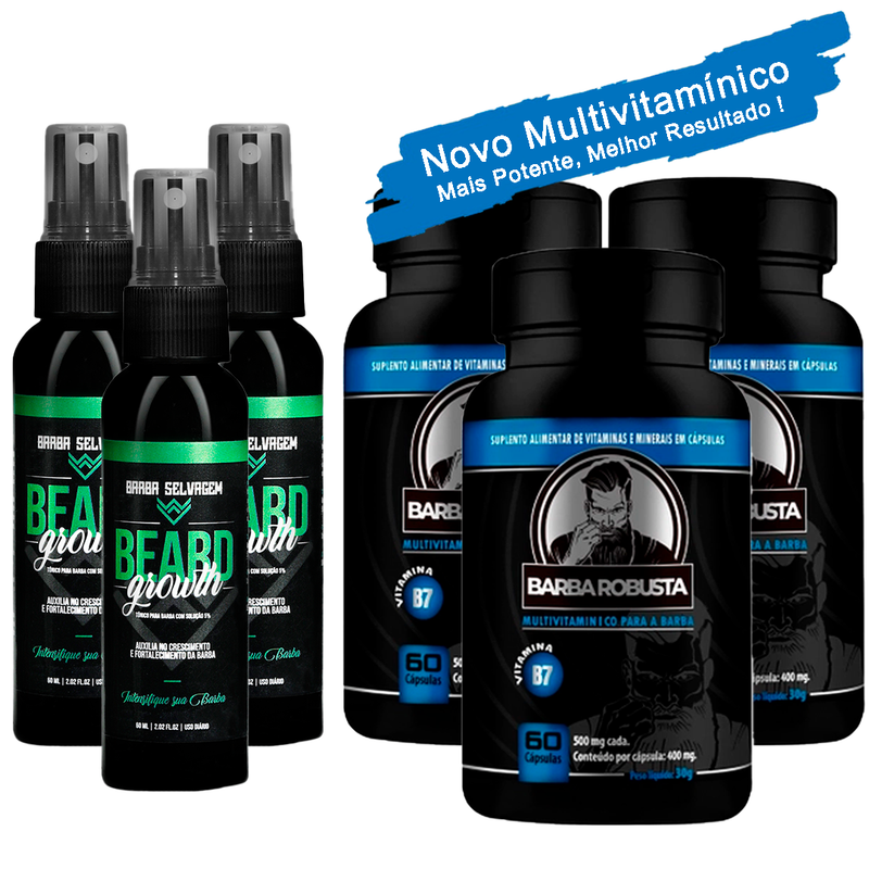 3 Beard Growth + 3 Barba Robusta - Combo de Crescimento