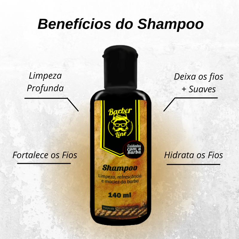 Kit para Cuidado da Barba - Shampoo + Condicionador + Balm + Cera Modeladora + Óleo para Barba