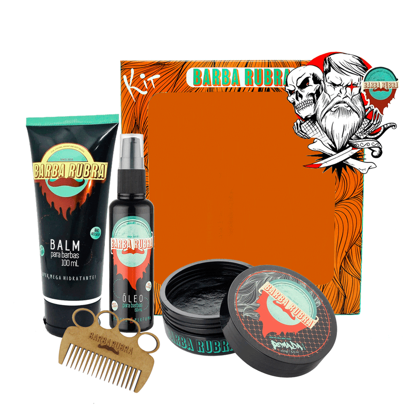 Kit Laranja - Balm, Óleo, Pomada e Pente